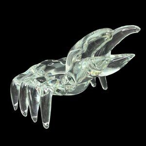 Crystal Clear Art Glass Crab Paperweight Figural Sea Life Figurine Beach Decor